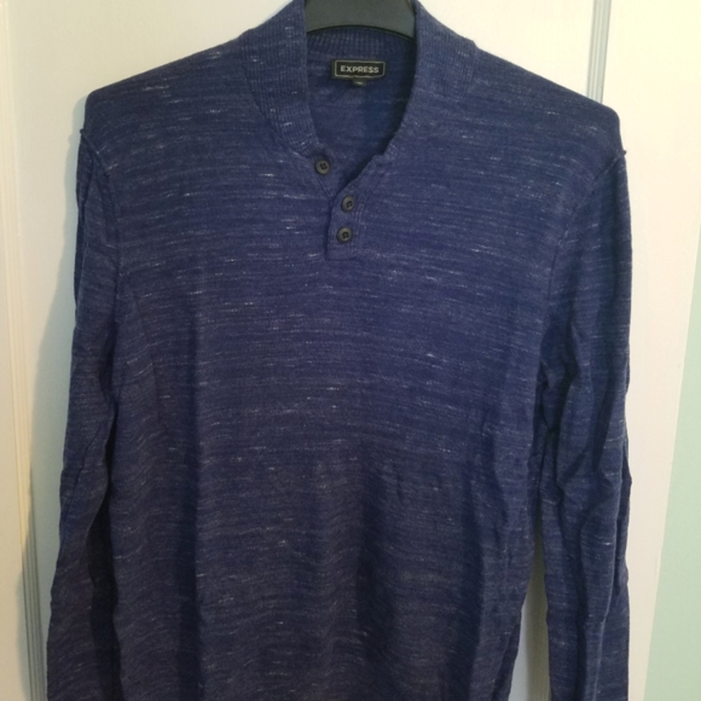 Express Mock Neck Heathered Blue Sweater